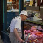 old, market, budapest, hungary, city, sausage, purchasing, cityscape, man, old man